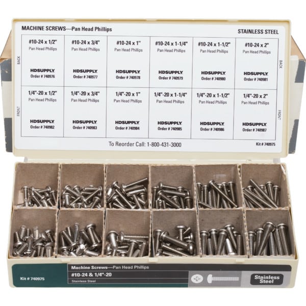 Stainless Steel Pan Head Phillips Machine Screw Assortment Kit HD Supply