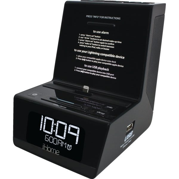 iHome Hotel Alarm Clock Radio for iPad, iPhone or iPod w/ Voice
