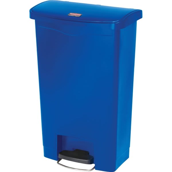 Rubbermaid Slim Jim 13 Gal Blue Front Step On Trash Can Hd Supply