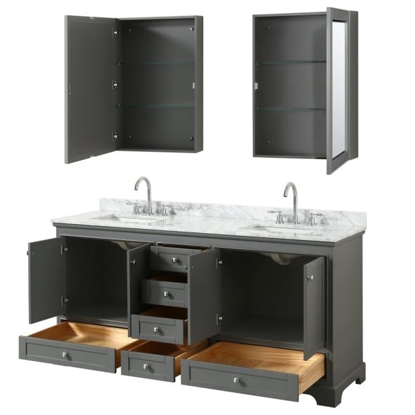 Wyndham Deborah Dark Gray Double Bath Vanity With Top And