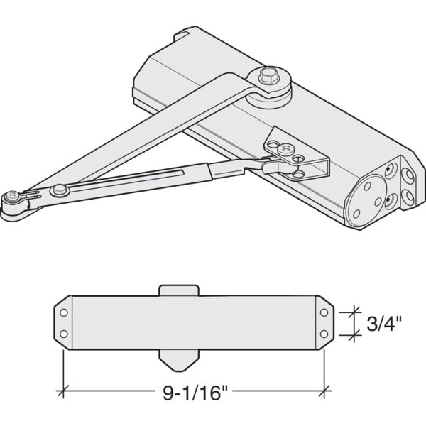 Norton 1601 Medium Duty Door Closer Adjustable 36, Aluminum HD Supply