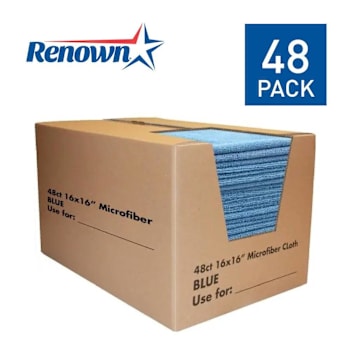 Renown Absorbent Microfiber Cleaning Cloths, Blue, Case Of 48