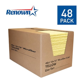 Renown Absorbent Microfiber Cleaning Cloth, Yellow, Case Of 48