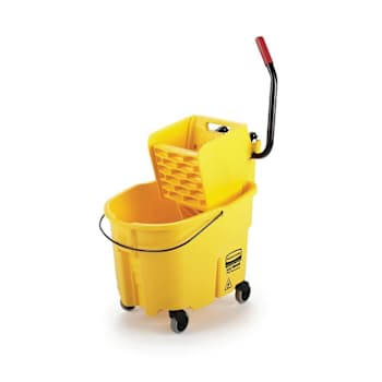 Rubbermaid Commercial Wavebrake 35 Qt. Side-Press Mop Bucket And Wringer, Yellow