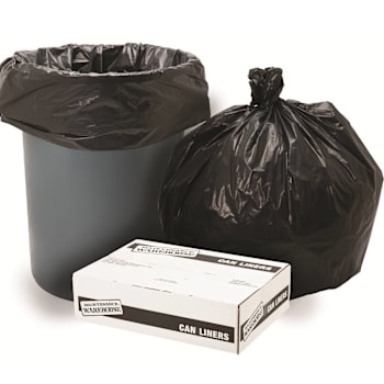 Maintenance Warehouse Pcr Repro Can Liner 40-45 Gal. 1.5 Mil Low-Density, Black, 40" X 46" Pack Of 100