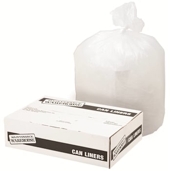 Maintenance Warehouse Can Liner 8-10 Gal. 6 Mic High-Density, Natural, 24" X 24" Pack Of 1000