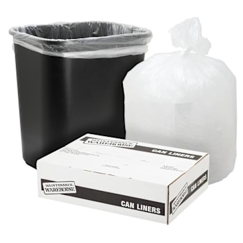 Maintenance Warehouse Can Liner 60 Gal. 14 Mic High-Density, Natural, 38" X 58" Pack Of 200