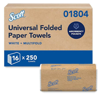 Scott Universal Multifold Paper Towels With Absorbency Pockets, 16-Pack, 4,000 Towels Per Case