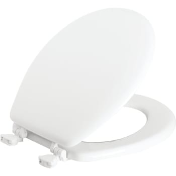 Bemis Easy-Clean Round Enameled Wood Closed Front Toilet Seat In White