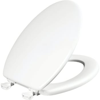 Bemis Easy-Clean Elongated Enameled Wood Closed Front Toilet Seat In White