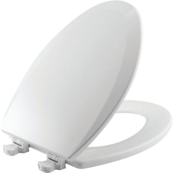 Bemis Easy-Clean Elongated Enameled Wood Closed Front Toilet Seat In White