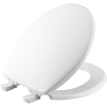 Bemis Whisper-Close Easy-Clean Round Plastic Closed Front Toilet Seat In White