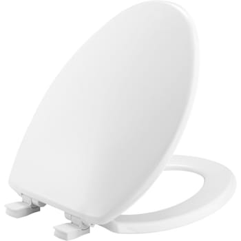 Bemis Whisper-Close Easy-Clean Elongated Plastic Closed Front Toilet Seat In White