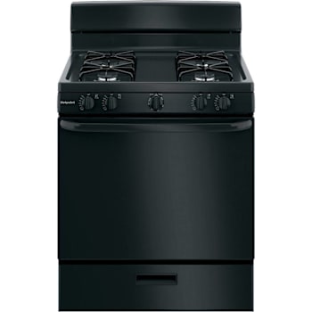 Hotpoint 30 In. 4.8 cu. ft. 4 Burner Gas Freestanding Range, Standard Clean, Black, ADA