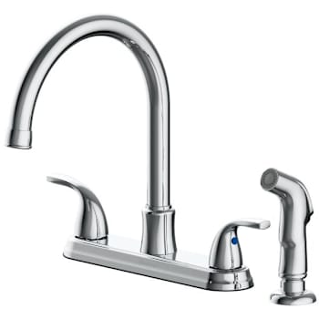 Seasons Raleigh Double-Handle High-Arc Kitchen Faucet With Side Sprayer, Chrome