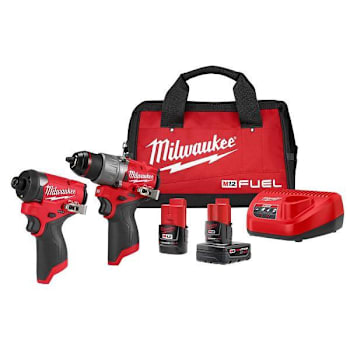 Milwaukee M12 Fuel 12v Lithium-Ion Brushless Cordless Hammer Drill And Impact Driver Combo Kit With Batteries And Bag