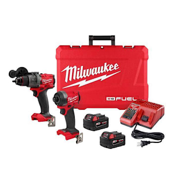Milwaukee M18 Fuel 18v Lithium-Ion Brushless Cordless Hammer Drill And Impact Driver Kit With Batteries And Charger