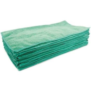 Renown 16 In. X 16 In. Premium Microfiber Cloth In Green Gsm 300 - 12 Pack