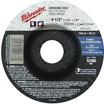 Milwaukee 4-1/2 In. X 1/4 In. X 7/8 In Aluminum Oxide Grinding Wheel, Type 27