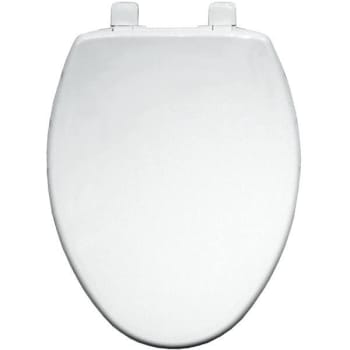 Bemis Whisper-Close Stay-Tite Elongated Plastic Closed Front Toilet Seat In White