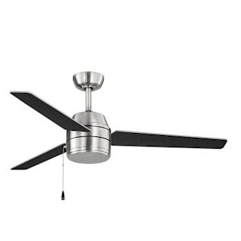 Seasons Quick Install Searcy 52" Brushed Nickel Indoor/Outdoor Ceiling Fan, Reversible Matte Black/Deep Silver 3-Blade