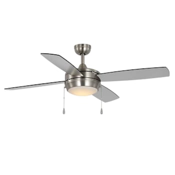 Seasons Quick Install Bexley 52" Brushed Nickel Indoor LED Ceiling Fan, Reversible Deep Silver/White Oak 4-Blade