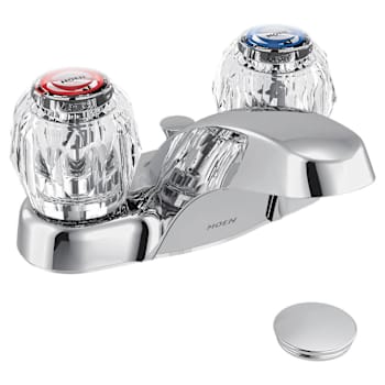 Moen® Chateau® Bath Faucet With Pop-Up, Two Handle Acrylic, Chrome