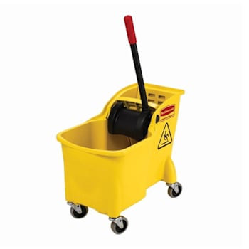 Rubbermaid Commercial Tandem 31 Qt. Bucket And Wringer, Heavy Duty, Yellow