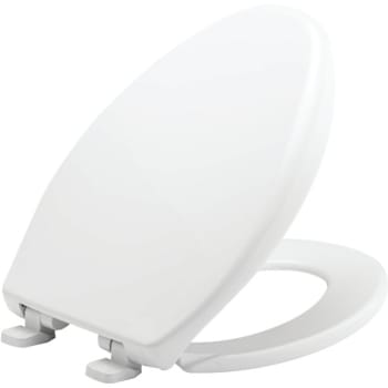 Bemis Whisper-Close Stay-Tite Duraguard Elongated Plastic Closed Front Toilet Seat In White