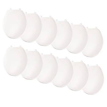 Bemis Top-Tite Round Plastic Closed Front Toilet Seats In White, Pack Of 12