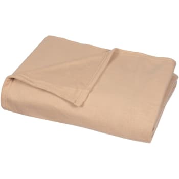 Cotton Bay Classic Fleece Blanket Queen 90x90 in. Tan