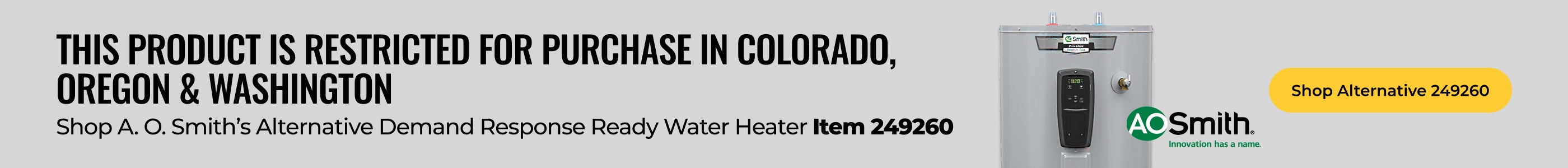 Shop A. O. Smith’s Alternative Demand Response Ready Water Heater Item 249260