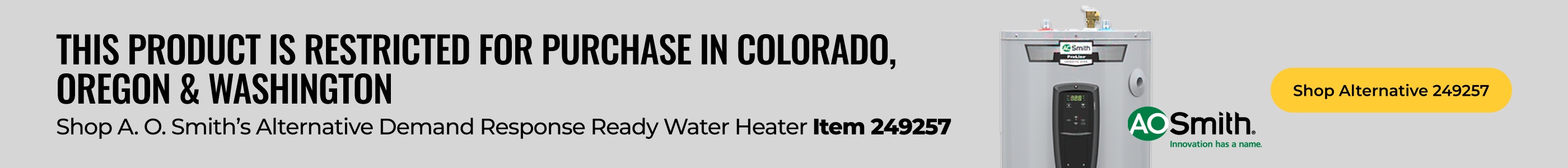 Shop A. O. Smith’s Alternative Demand Response Ready Water Heater Item 249257