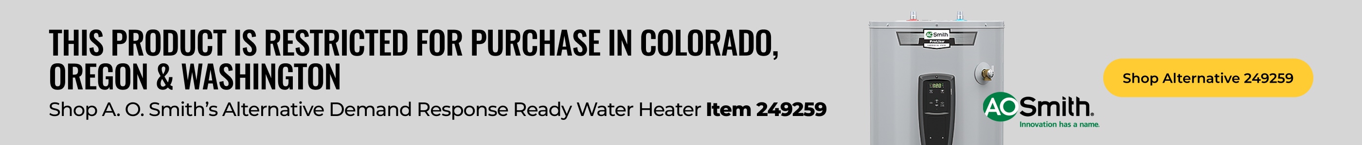 Shop A. O. Smith’s Alternative Demand Response Ready Water Heater Item 249259